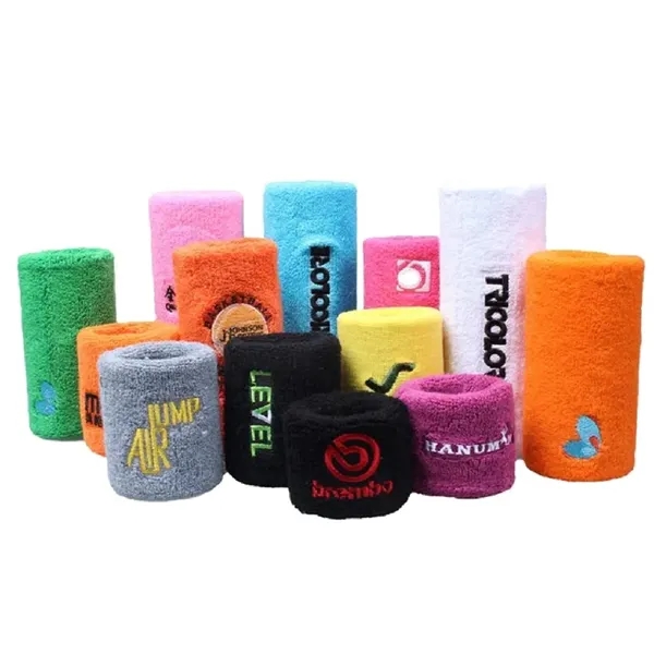 Polyester elastic sports sweat wristband plus 1 color embroidery on 1... from ASI 37218 Athena Promo (tm)