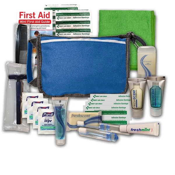 Hygiene kit with a washcloth, toothbrush, toothpaste, shampoo, deodorant soap, deodorant... from ASI 84514 Safety Made