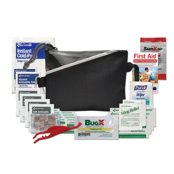 First aid kit with a nylon pouch, carabiner, ice pack, insect... from ASI 84514 Safety Made