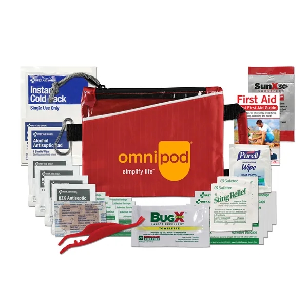 First aid kit with a nylon pouch, carabiner, ice pack, insect... from ASI 84514 Safety Made