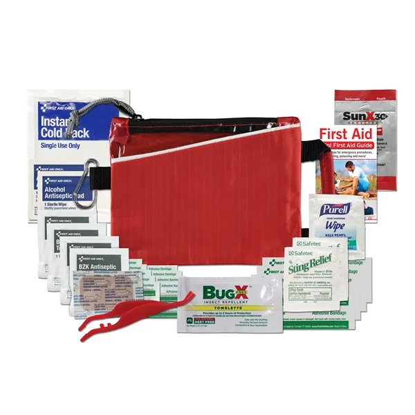 First aid kit with a nylon pouch, carabiner, ice pack, insect... from ASI 84514 Safety Made