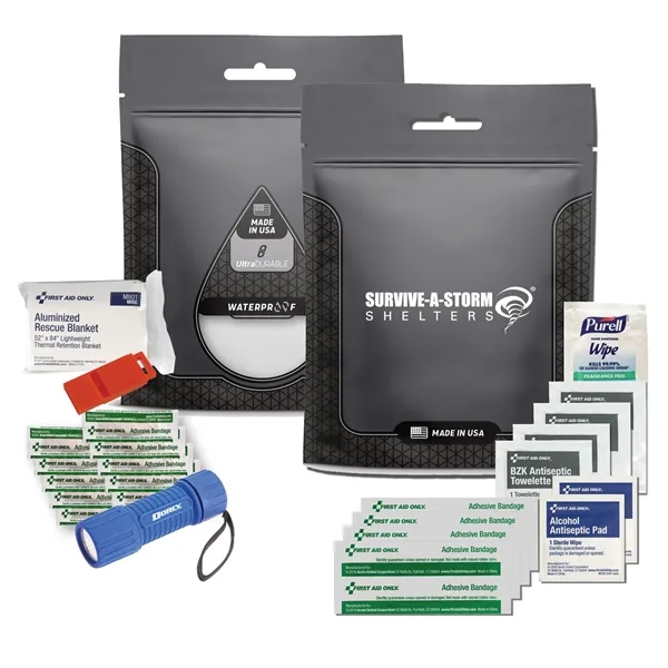 Personal disaster and first aid kit with flashlight, blanket, whistle and... from ASI 84514 Safety Made