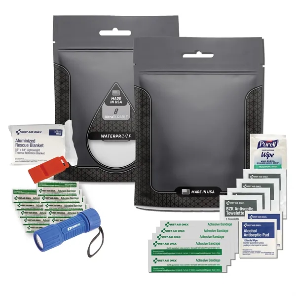 Personal disaster and first aid kit with flashlight, blanket, whistle and... from ASI 84514 Safety Made