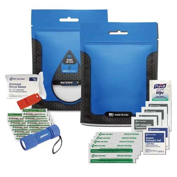 Personal disaster and first aid kit with flashlight, blanket, whistle and... from ASI 84514 Safety Made