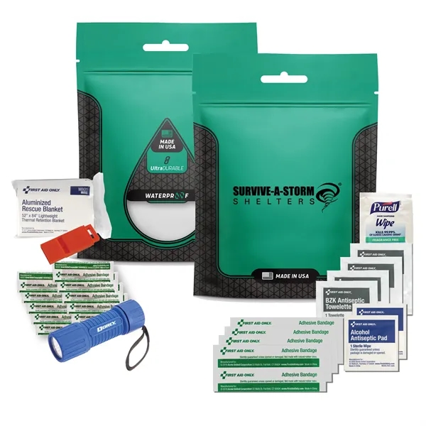 Personal disaster and first aid kit with flashlight, blanket, whistle and... from ASI 84514 Safety Made