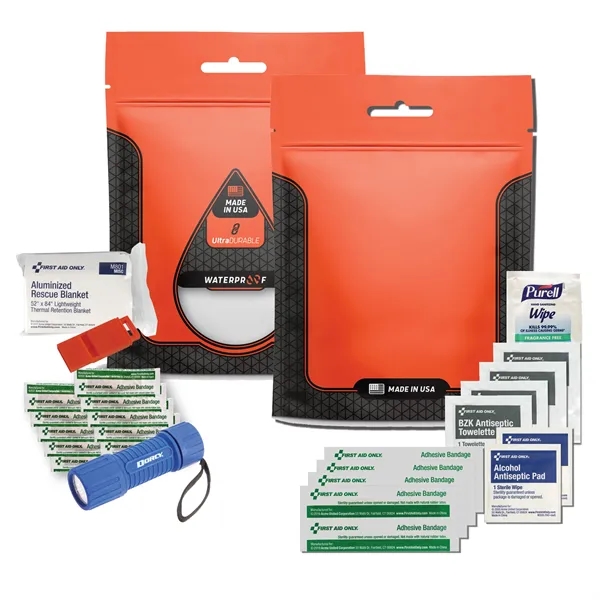 Personal disaster and first aid kit with flashlight, blanket, whistle and... from ASI 84514 Safety Made
