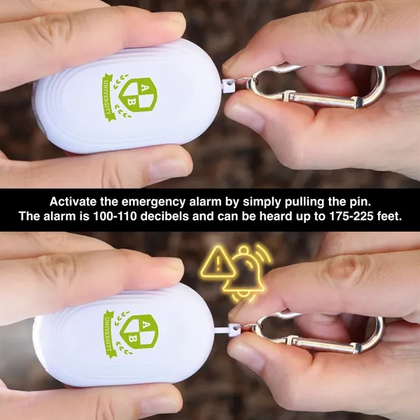 Rechargeable safety alarm with LED lights and carabiner clip.... from ASI 61966 HPG / Beacon Promotions