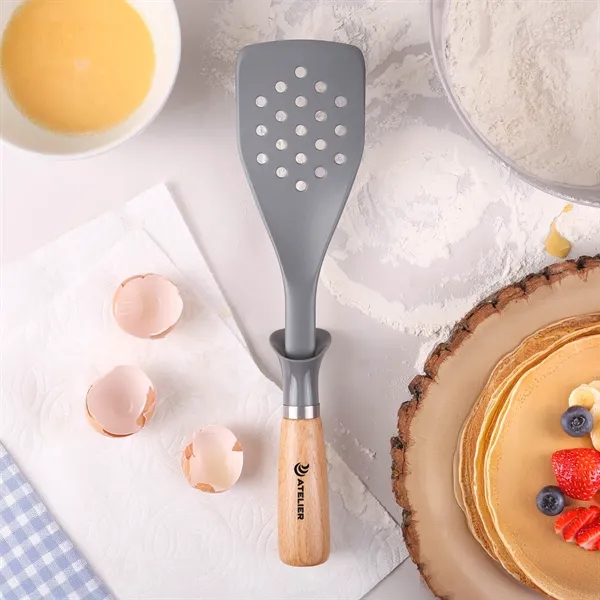 4-piece beechwood kitchen utensil set in a recycled rPET drawstring non-woven... from ASI 61966 HPG / Beacon Promotions