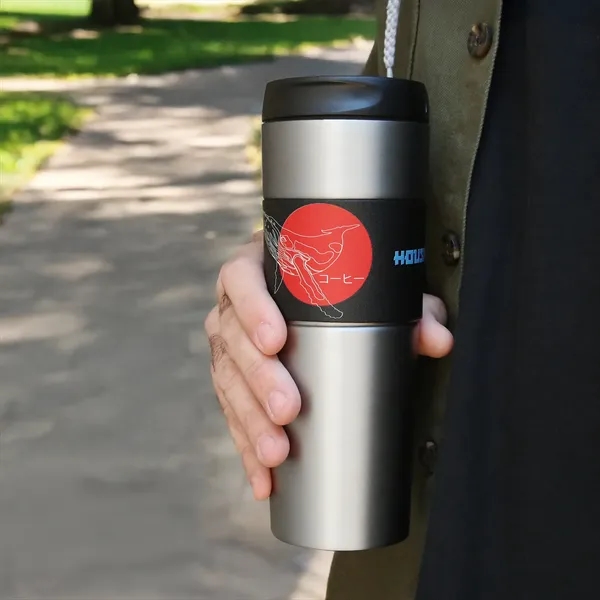 French Press Coffee Tumbler with vacuum-sealed plunger for grit-free coffee. Stylish,... from ASI 61966 HPG / OrigAudio