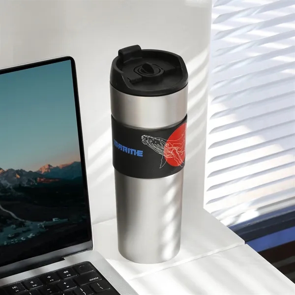 French Press Coffee Tumbler with vacuum-sealed plunger for grit-free coffee. Stylish,... from ASI 61966 HPG / OrigAudio