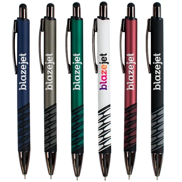 An ultramodern executive stylus with a banded grip, jewel-tone barrels, and... from ASI 61966 HPG / Hub Pen