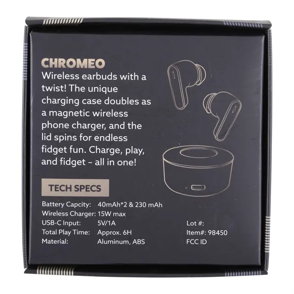 Chromeo Earbuds feature a sleek chrome case, a 15W magnetic wireless... from ASI 61966 HPG / OrigAudio