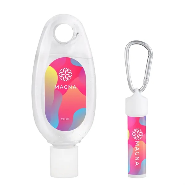 Carabiner kit containing lip moisturizer and hand sanitizer.... from ASI 61966 HPG / Mixie