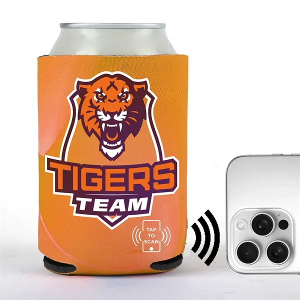 A can cooler with built-in NFC technology that connects users to... from ASI 61966 HPG / Best Promotions USA