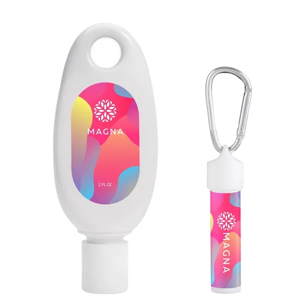 Carabiner kit containing lip moisturizer and reef-friendly sunscreen.... from ASI 61966 HPG / Mixie