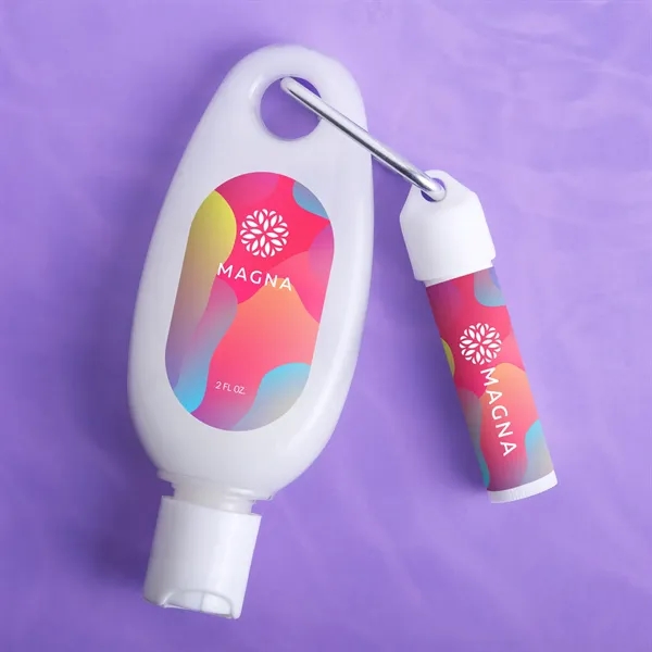 Carabiner kit containing lip moisturizer and hand and body lotion.... from ASI 61966 HPG / Mixie