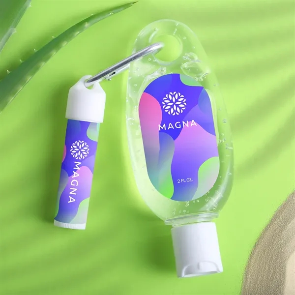 Carabiner kit containing lip moisturizer with sunscreen and aloe vera gel.... from ASI 61966 HPG / Mixie