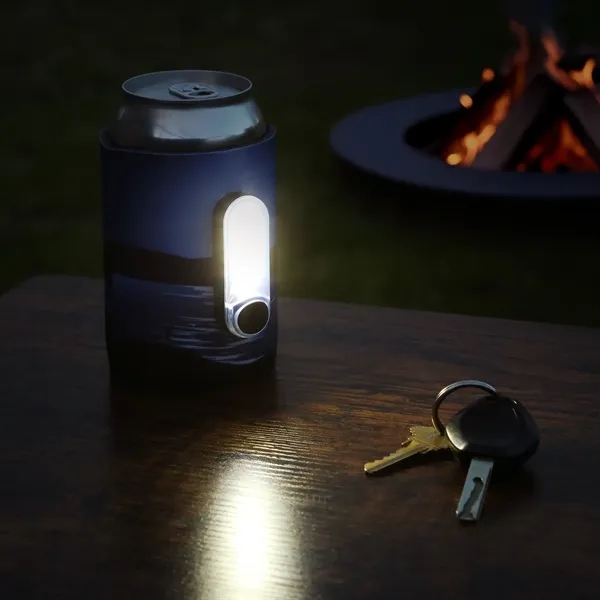 A beverage insulator with a built-in flashlight, featuring over 4 hours... from ASI 61966 HPG / Best Promotions USA