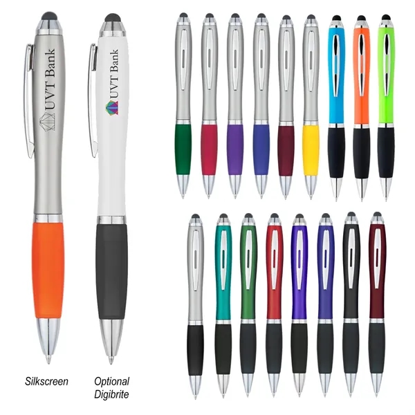 The Satin Stylus pen with stylus has twist action and a... from ASI 61125 Hit Promotional Products / Hit®