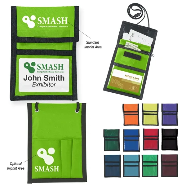Neck wallet badge holder with clear plastic badge window, 420 denier... from ASI 61125 Hit Promotional Products / Hit®