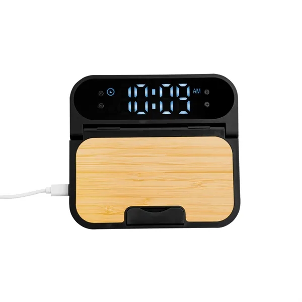 15 watt bamboo folding charger with digital clock.... from ASI 61125 Hit Promotional Products / Hit®