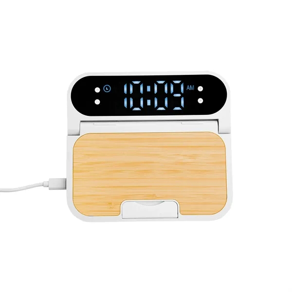 15 watt bamboo folding charger with digital clock.... from ASI 61125 Hit Promotional Products / Hit®