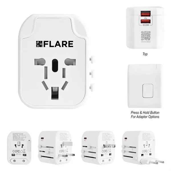 International travel adapter, compatible with 4 countries.... from ASI 61125 Hit Promotional Products / Hit®