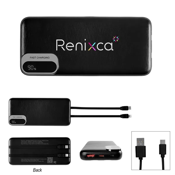 10,000 mAh power bank with built-in cables.... from ASI 61125 Hit Promotional Products / Hit®