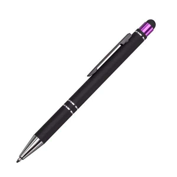 The Scroll Aluminum Ballpoint Pen with Stylus features a matte black... from ASI 84592 St Regis Group