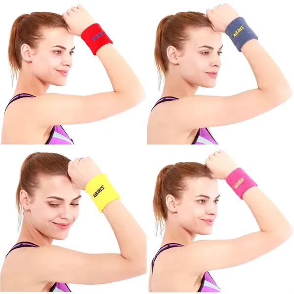 Cotton elastic sports sweat wristband plus 1 color embroidery on 1... from ASI 37218 Athena Promo (tm)
