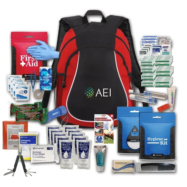 Survival backpack with first aid supplies, food, water, respirator masks, a... from ASI 84514 Safety Made
