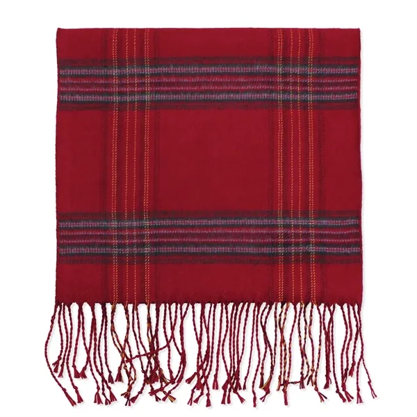 Red plaid bamboo 10" x 72" winter muffler scarf with rope... from ASI 98085 Wolfmark
