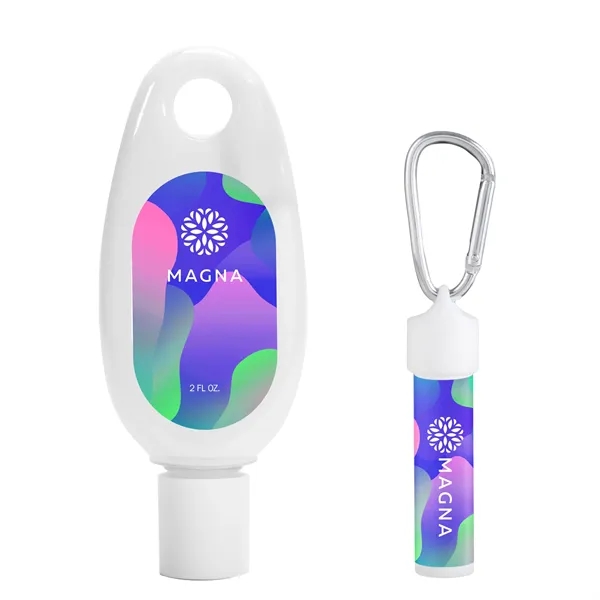 Carabiner kit containing lip moisturizer with SPF and sunscreen.... from ASI 61966 HPG / Mixie