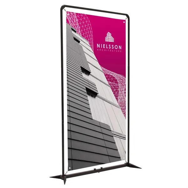 4.5' FrameWorx banner display kit with single-sided custom Titan 13 oz.... from ASI 87188 Showdown Displays