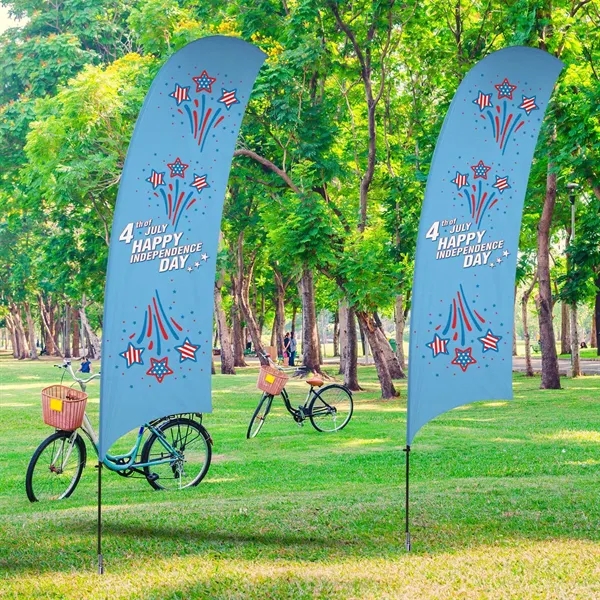 15' value razor sail sign with steel cross base and double-sided,... from ASI 87188 Showdown Displays