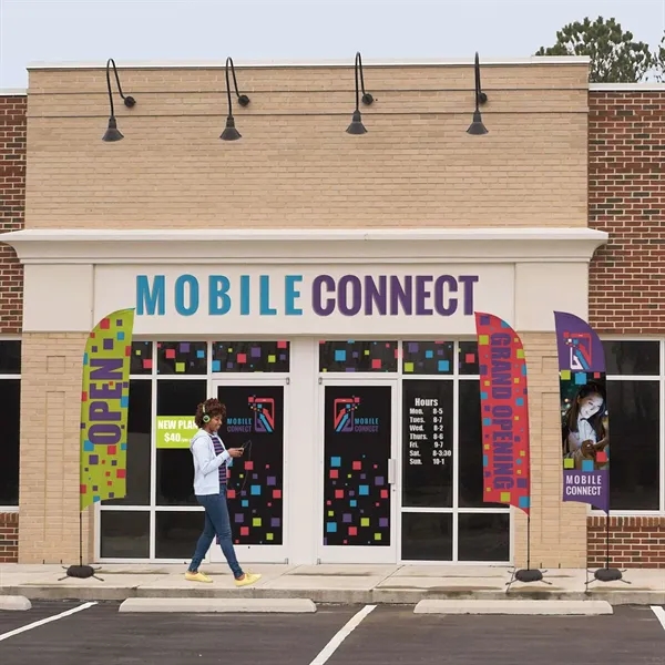 13' razor sail sign made of super poly knit fabric with... from ASI 87188 Showdown Displays