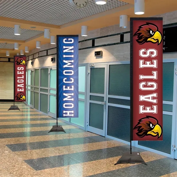 10' rectangular sail sign with steel scissor base and single-sided, dye... from ASI 87188 Showdown Displays