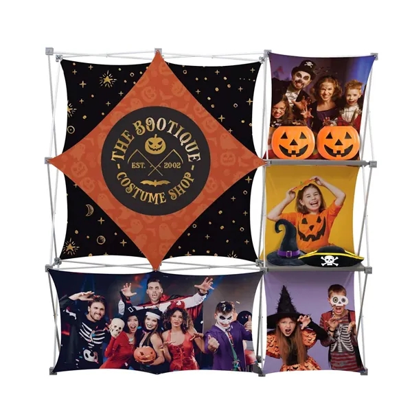 90" x 89.5" x 13" 9-Quad dye sublimated double-knit polyester GeoMetrix... from ASI 87188 Showdown Displays