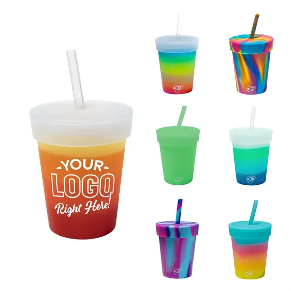 Durable, versatile, fun and unique 8oz kids silicone straw tumbler. Everlasting... from ASI 87306 Silipint, Inc.
