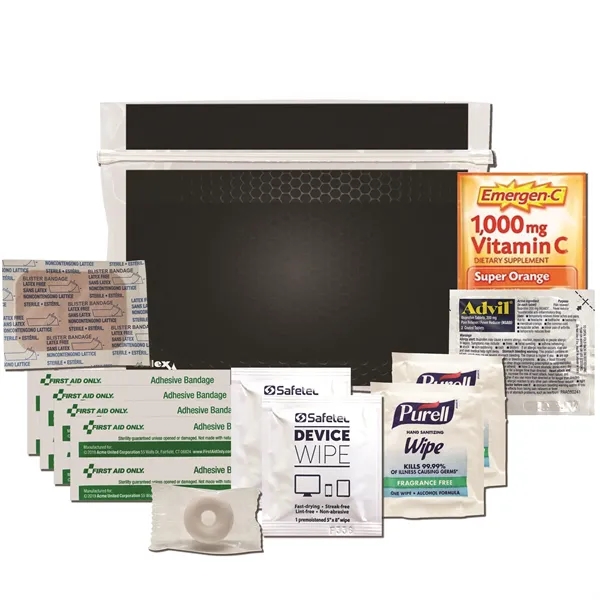 Tradeshow kit with a blister pad, Lifesavers mint, Advil, Emergen-C packet,... from ASI 84514 Safety Made