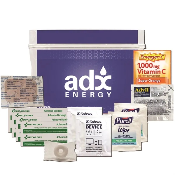 Tradeshow kit with a blister pad, Lifesavers mint, Advil, Emergen-C packet,... from ASI 84514 Safety Made