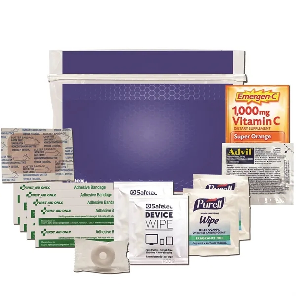 Tradeshow kit with a blister pad, Lifesavers mint, Advil, Emergen-C packet,... from ASI 84514 Safety Made