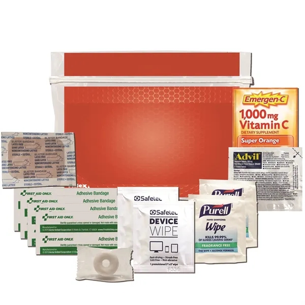 Tradeshow kit with a blister pad, Lifesavers mint, Advil, Emergen-C packet,... from ASI 84514 Safety Made