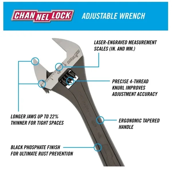 6" Adjustable black phosphate wrench.... from ASI 41561 Brand Box USA, LLC