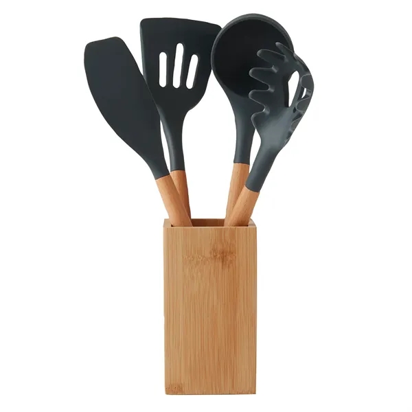 5-piece bamboo and silicone utensil set plus 1 color silkscreen on... from ASI 37218 Athena Promo (tm)