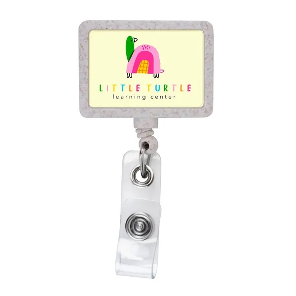 Wheat Straw JUMBO square retractable badge reel, bulldog clip back... from ASI 49470 DEVARA