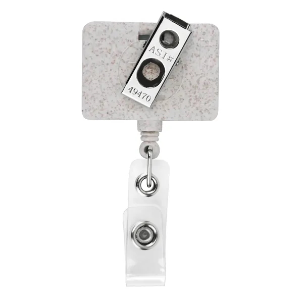 Wheat Straw JUMBO square retractable badge reel, bulldog clip back... from ASI 49470 DEVARA