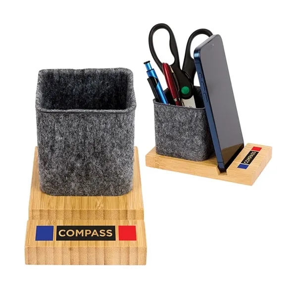 Renton Recycled Felt and Bamboo Pen/Device/Card Holder... from ASI 67866 Logomark/Valumark