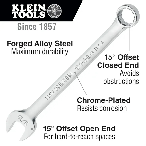 The Klein Tools 9/16-Inch Combination Wrench is forged from the highest... from ASI 41561 Brand Box USA, LLC