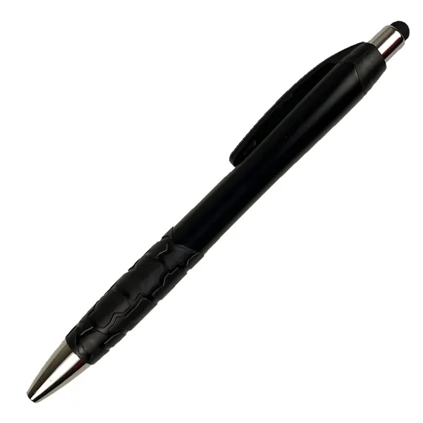 Ballpoint pen with matte barrel with rubber grips and stylus.... from ASI 57956 Graphco line